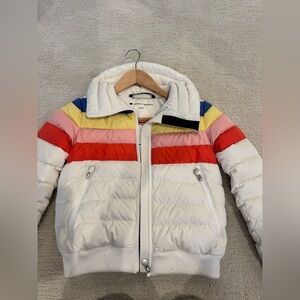 Perfect moment kids ski jacket size 8 color white. In perfect conditions.